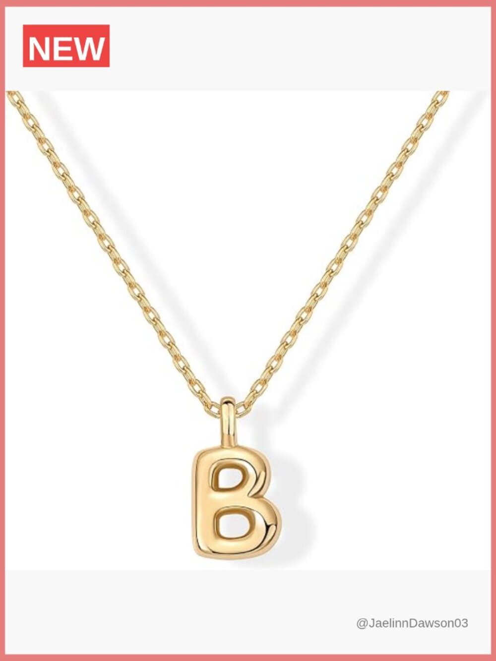 14K Gold Plated Chunky Bubble Initial Pendant Necklace - Letter B 18in